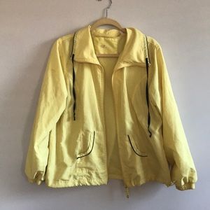 Yellow windbreaker rain jacket three hearts